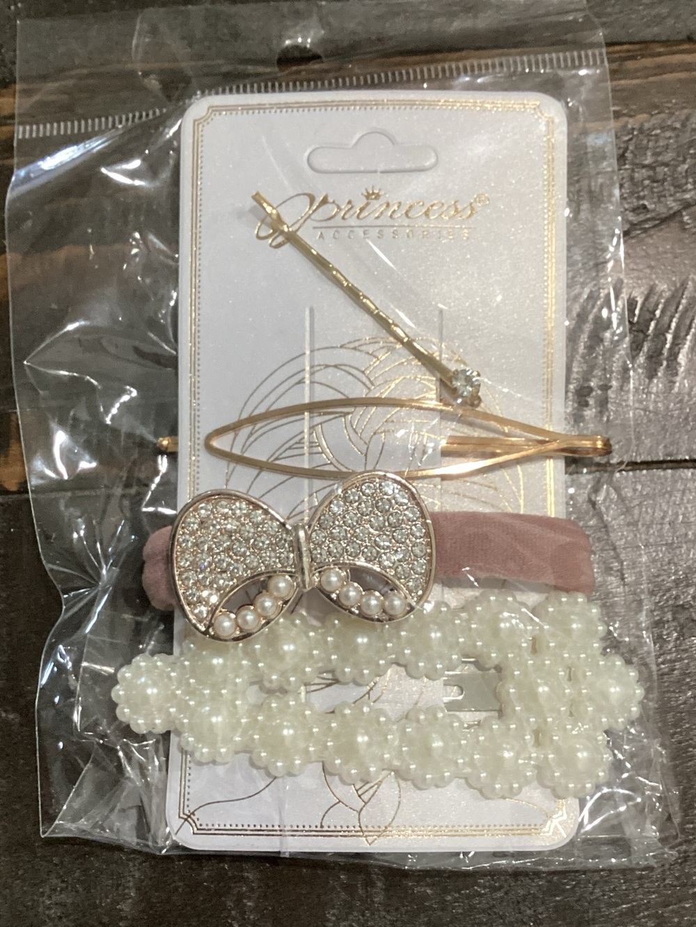 Princess Accessories Pink & Gold Bow Hair Clip‎ Set